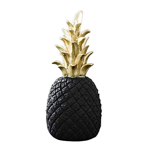 ZSooner Décoration de bureau en forme d'ananas pour hôtel, bureau, décoration d'intérieur, chambre nordique, bricolage, salon, vitrine multifonction en résine (Mnoir)