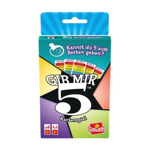 Goliath. Gib Mir 5! Kartenspiel. Kannst Du 5 zum Besten Geben?. Spiele für Jugendliche ab 12 Jahren. Gesellschaftsspiele. Reisespiele. Partyspiele. Allgemeinwissen. Trivia. Quiz Cover