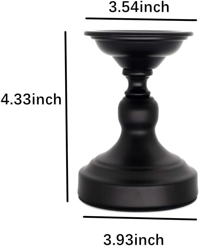 Metal Black Candle Holder for Pillar, Iron Candlestick Holder Stand for Home Coffee Decor Decorations, Table Centerpiece, Wedding Reception (2 Pack)
