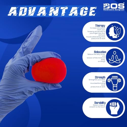 Image of Silicone Hand Exercise Ball - Small Size, Red - Soft Resistance Therapy Ball for Grip Strength, Stress Relief & Finger Exercise - Pack of 1