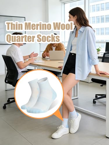 Image of Merino Wool Ankle Socks, Men's Women's 90% Wool Athletic Thin Running Moisture Wicking Socks, 3 Pairs