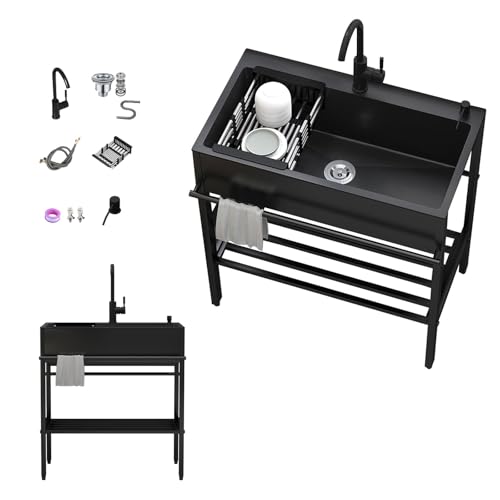 Lavello multiuso in acciaio inossidabile, vasca singola autoportante per cucina commerciale, ristorante, lavanderia all'aperto, garage e uso in campeggio