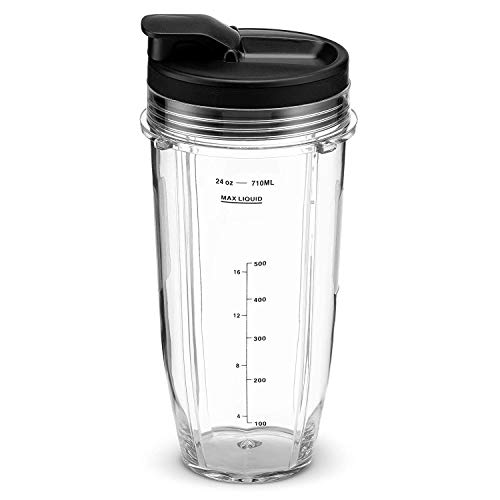 Nutri Ninja Blender Cup 24 oz. Tritan Cups with Sip & Seal Lids. Compatible with BL480, BL490, BL640, BL680 Auto IQ Series Blenders (Pack of 2) by BIDIHOME - Image 2