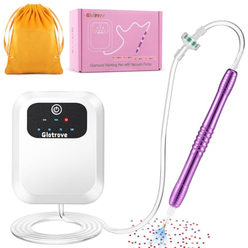 Glotrove Electric Diamond Painting Pen, Diamond Art Pens No Wax Needed, Accessories Tool Vacuum Drill Pen with Adjustable Suction Levels for Setting Stones