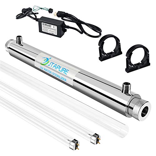 JTAPURE Ultraviolet Light Water Filter for Whole House,UV Water Purifier Sterilizer, 110V 6GPM 25W Model + 1 Extra Lamp + 1 Extra Quartz Sleeve