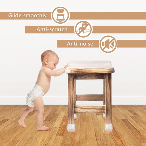 Image of INOVERA (LABEL) 12 Pieces Silicone Chair Leg Protectors - Round Furniture Pads for Table, Stool Legs Cap Cover (Transparent)
