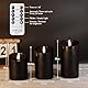 FREEPOWER Echtwachs LED Kerzen Schwarz 3er Set mit Fernbedienung und Timer – Flammenlose Batteriekerzen mit Flackerndem Warmweißlicht, Ø7,5 x 10/12,5/15cm