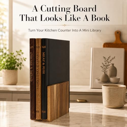 Juego de tablas de cortar en forma de libro de madera de acacia miniatura 2