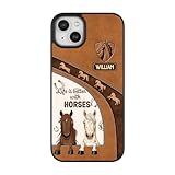 JOYSHINE Custom Personalized Horses with Your Name Phone Case Cover for Horse Lover Men Women Gift Compatible with iPhone 15 14 13 12 11 Pro Max Mini iPhone Xs X Max XR 8 7 Plus