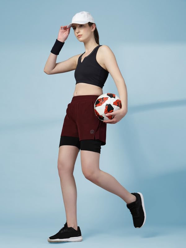 Image of CHKOKKO Gym Shorts for Women Workout Sports Running Quick Dry Fit Double Layer Inner Compression with Pockets Breathable Lightweight Wear