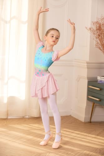Image of Arshiner Girls Ruffle Sleeve Ballet Dance Dress Tutu Skirted Leotard