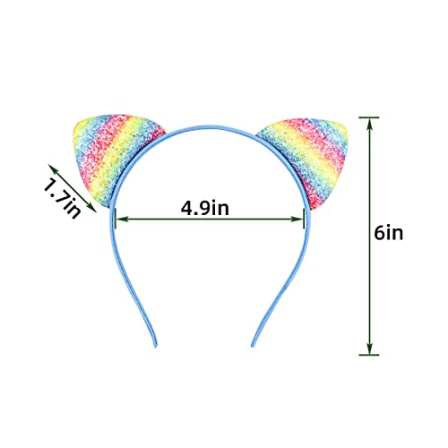 12 Pack Sequin Cat Ears Headband For Girls And Women Glitter Headbands With Cute Ear Hair Accessories For Daily Wearing And Party Decoration Shiny Kitty Hairbands Cat Ear Hair Hoops (Multicolor) #TOP5
