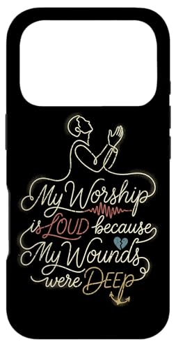 ���g�� �N���X�`���� My Worship Is Loud Line Art Faith Quote �X�}�z�P�[�X iPhone 17 Pro �p