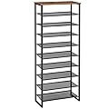 HOOBRO Scarpiera a 10 Livelli Grande, Scaffale Portascarpe, Fino a 22-30 Paia di Scarpe, Scaffale Scarpiera, Struttura in Metallo, 60 x 28,5 x 159 cm, per Ingresso, Soggiorno, Corridoio EBF601XJ01