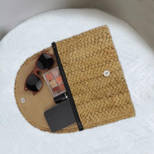 Image of Straw Clutch Bag for Women Envelope Woven Clutch Handbag Summer Beach Purse