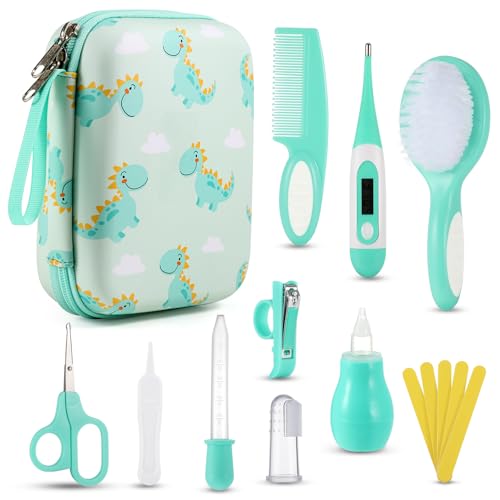 Lilian&Gema Baby Grooming Kit Newborn Boy, 15 in 1 Baby Safety Care Set, Portable Baby Healthcare Set with Baby Hair Brush and Comb, Baby Nail Kit, Nasal Aspirator, Perfect Gifts for Boys