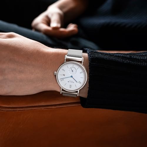Image of FEICE Men's Automatic Watch Mechanical Watch Minimalist Bauhaus Casual Watches for Men Analog Stainless Steel Leather Band Waterproof #FM201 (Sliver)