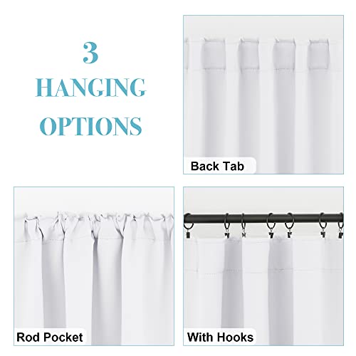 RYB HOME Half Blackout Curtains - Home Kitchen Door Window Treatment Drapes Back Tab Room Darkening Energy Saving for Kid's Room Hotel, 42 Wide x 54 Long, Pure White, 2 Pcs - Thumbnail 4