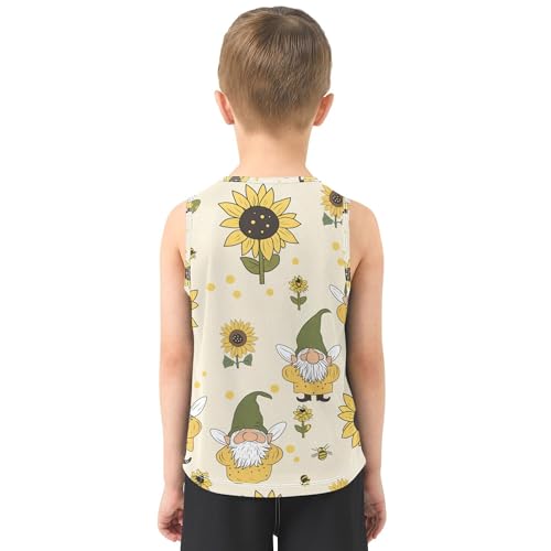 JUNZAN Sunflowers Gnomes Bees Boys Tank Top Sleeveless Summer Vest Tee Outdoor Tshirts for Basketball Sports Beach 3T3