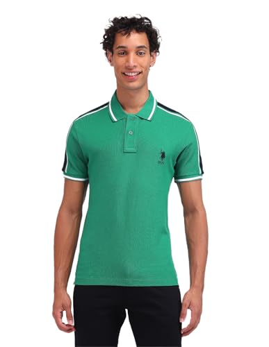 Image of U.S. Polo ASSN. Men's Ribbed Collar Pure Cotton Slim Fit Polo Shirt