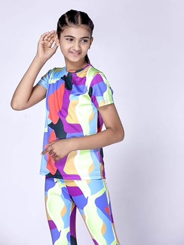Image of Girl's Active Sports Wear Solid Short Sleeve Running Workout Tshirts Athletic Tops Lightweight Quick Dry Training Yoga Round Neck Tshirt (4 to 14 YRS)