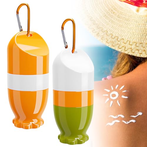 Sonnencreme Applikator 2 Stück Sonnenschutz Applikator Sonnencreme Nachfüllbar Sunscreen Applicator Tragbarer Sonnencreme Roller Nachfüllbar Suncreen Roller für Kinder Erwachsene & Familien