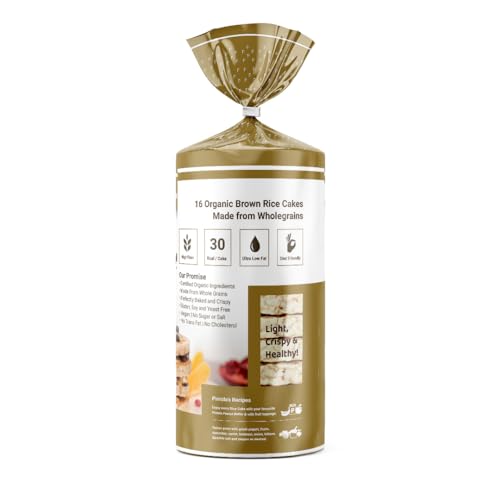 Image of Pintola Organic Brown Rice Cake All Natural Unsalted 130g | Gluten-Free Snack | 9 Wholegrains | Low Fat | 30 Calories per Cake | Soy & Yeast Free | Healthy Snack for Weight Loss (Pack of 2)