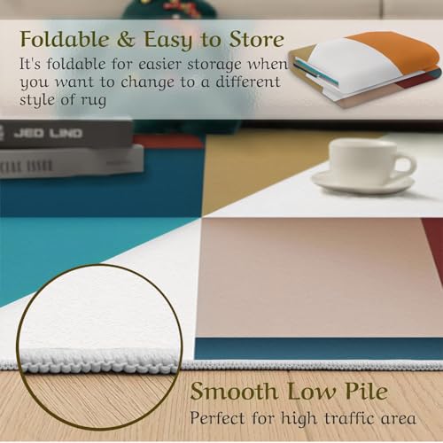 Tapis de salon à motif géométrique pour une chambre colorée