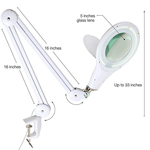 Brightech Lightview Pro Magnifying Desk Lamp, 2.25X Light Magnifier, Adjustable Magnifying Glass With Light For Crafts, Reading, Close Work - White #TOP1