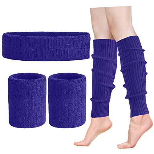 Image of ONUPGO Leg Warmers for Women 80s Sport Headband Wristbands Neon Leg Warmers Set - 80s Workout Clothes 90s Outfit for Women