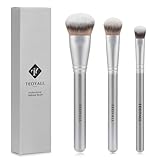 TEOYALL Flat Angled Brushes, Flawless Foundation Brush Under Eye Concealer Brush Bronzer Brush with Liquid Cream Powder