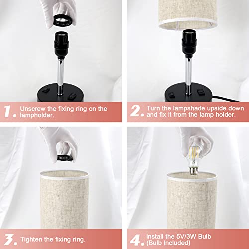 lifeholder Table Lamp with Motion Sensor and Constant on Mode, USB Lamp Include Warm White Bulb, Built in USB Port & AC Outlet, Bedside Lamp Idea for Bedroom Retro Cream by lifeholder - Image 7