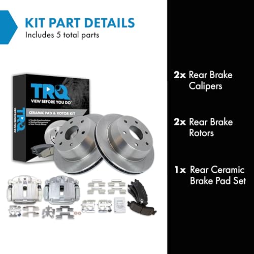 Image of TRQ Rear Brake Pad and Rotor Set Ceramic Rotors Calipers