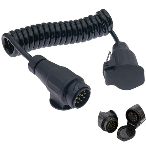 Succcuii 13 Pin to 13 Pin Trailer Extension Cable 2M, Waterproof 12V Male to Female Trailer Plug and Socket Adapter for Towing Caravan RV Tractor Boat Trailer Light Board Extension Cable Lead