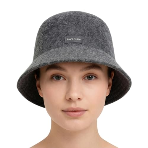 Adjustable Natural Wool Sauna Hat for Men and Women - Sauna Cap with Sweatband - Insulating Breathable Wool Banya Hat for Spa, Home Steam Room, Bathhouse - Comfortable Unisex Steam Room Hats