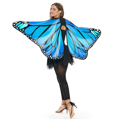 Spooktacular Creations   Juego de alas de mariposa monarca azul para mujer, disfraz de ala de hada para adultos, disfraz de ala de Halloween, cosplay para mujer