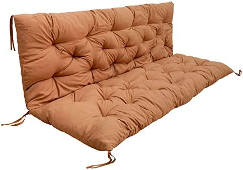 YIMORIA Replacement Cushions for Outdoor Swing,Swing Replacement Cushions,with 8 Straps, Soft and Comfortable 2-3 Seats Swing Replacement Cushions for Swing, Bench, Terrace (48x40x3 in, Khaki)