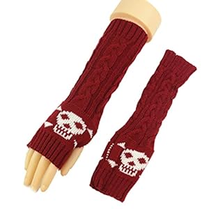 Qirun Carnaval skelet handhandschoenen rekbaar lange vingerloze mouwen armwarmer mouw gebreide armmouwen Halloween…