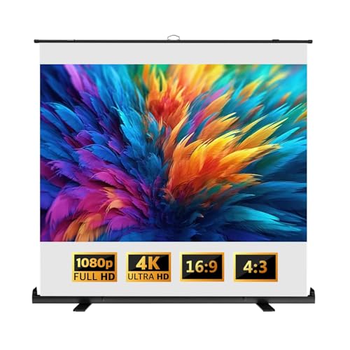 60 72 80 84 100 Zoll Mobile Projektionsleinwand, 4K-Rollleinwand, einstellbare Bildschirmhöhe für Heimkino im Innen- und Außenbereich (84 Zoll)