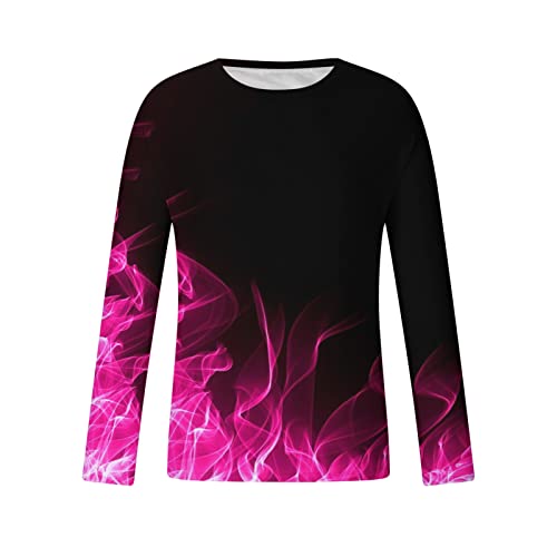 Muscularfit Tee Shirts Mens Big and Tall Long Sleeve Causal Pullover Fashion 3D Flame Print Graphic Tees Crewneck Sweatshirts4
