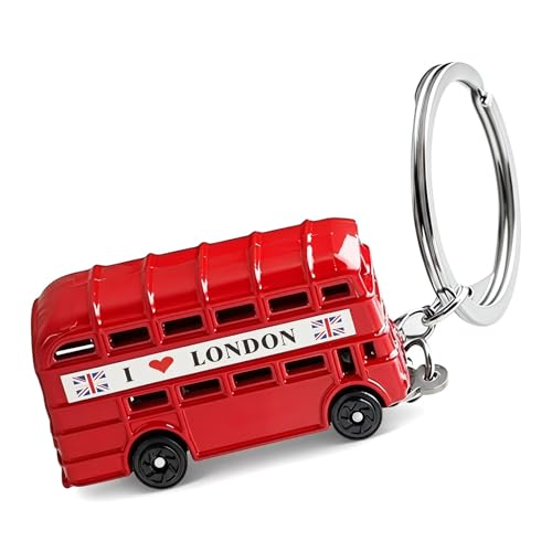XMHBG 1 PCS I Love London Keychain - Red Double Decker Bus Pendant Keyring for Men & Women Christmas/Birthday/Valentine's Day