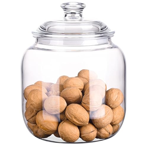 YUEJUM Recipiente hermético de almacenamiento de alimentos irrompible y apto para lavavajillas, 128 onzas, tarros de boticario de plástico de alta calidad inastillables de 1 galón, contenedor para