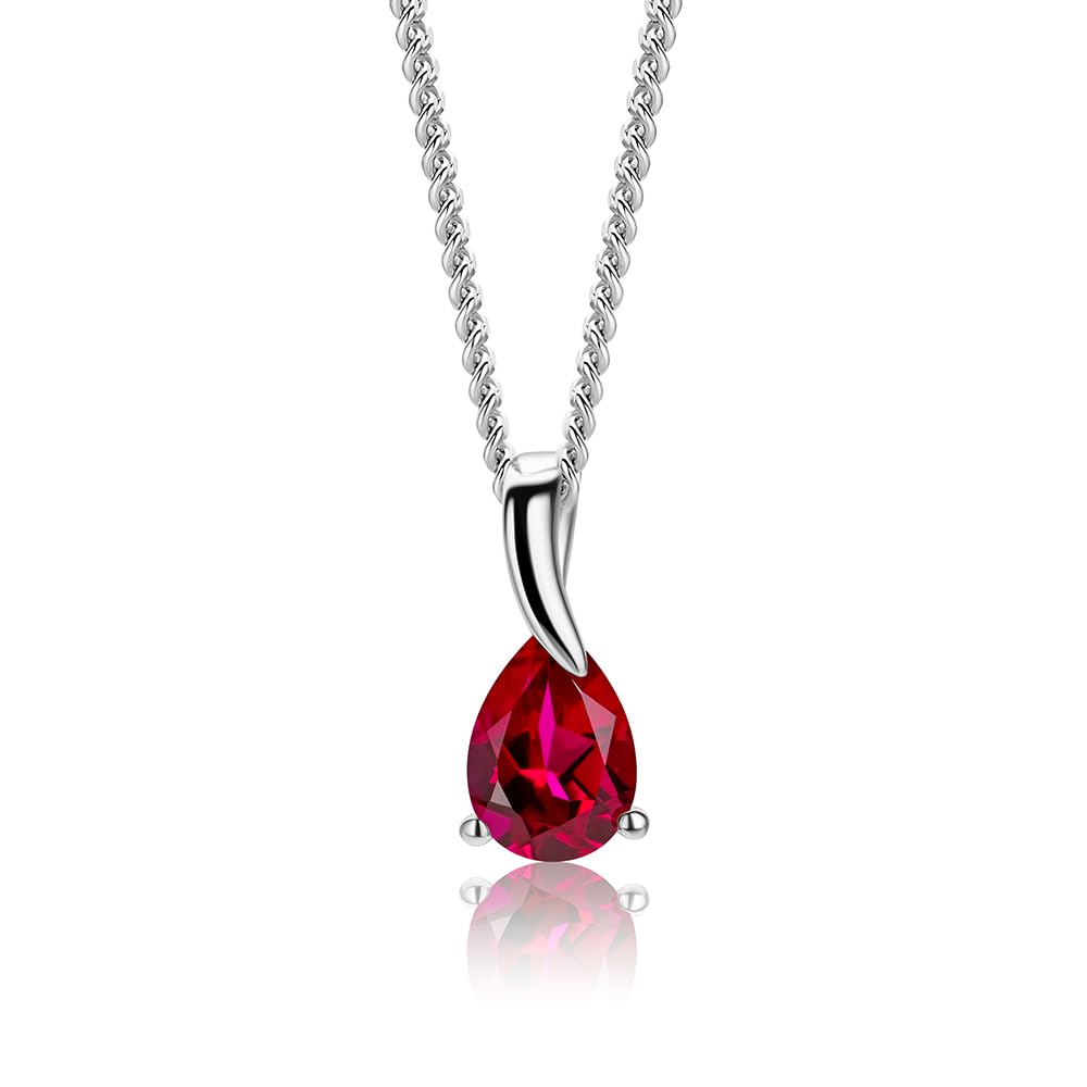MIORE Collana Donna, Rubino, Zaffiro, Smeraldo, Topazio, Ametista, Acquamarina, Ciondolo Oro Bianco/Giallo 9KT 375, Catenina Argento 925 Bianca e Placcata Oro 18Kt, Anallergico, Elegante Portagioie