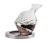 Paysky Wine Decanter 360°Rotating Luxurious Gift for Wine Lover ,Crystal Glass Decanter Liquor Drinker ,Lead-Free Crystal Glass ,Oxford Engraved Design