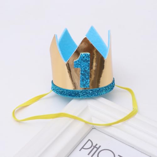 STOBOK 1St Birthday Hat for Boys and Girls Baby Crown Party Headwear Glitter Party Decoration 3.1X3.1X2.9 Inch - Image 8