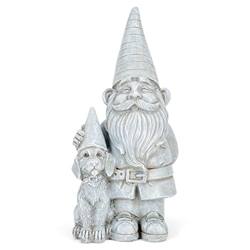 NAT & JULES Gartenzwerg aus Kunstharz, 30,5 cm, Gartenstatue (Gnom und Hund) NAT & JULES Gartenzwerg aus Kunstharz, 30,5 cm, Gartenstatue (Gnom und Hund)
