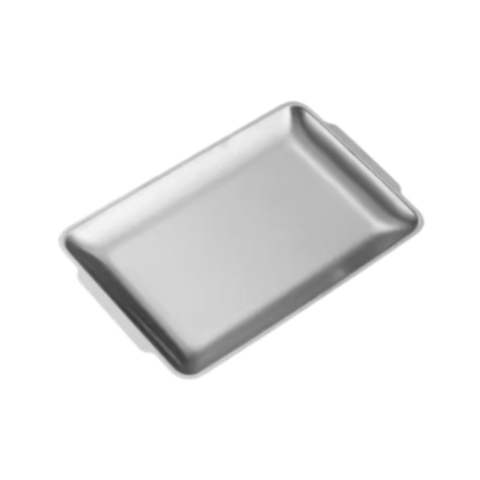 KIXZSAZ Elevate Dining Aesthetics With Multipurpose Stainless Steel Food Serving Tray Romantic Venues And Special Events Decorative Rectangle Dinner Plate, Silver, 22x14cm