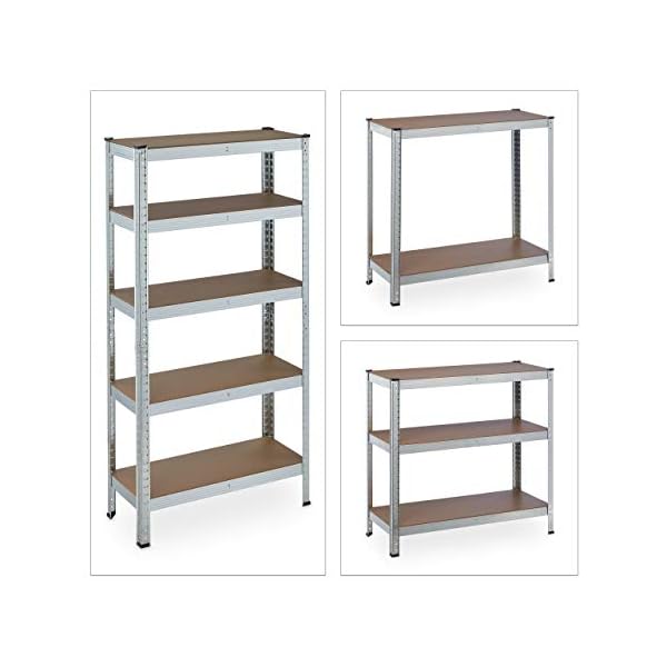 Relaxdays Schwerlastregal verzinkt, Traglast 875kg, 150x75x30 cm, 5 Böden, zum Stecken, Stahl, Lagerregal Keller, Silber – Bild 7