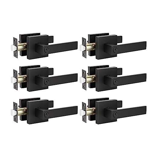 KNOBWELL 6 Pack Door Handles Black, Privacy Door Lever Bed and Bath Leverset Lockset, Left or Right Handing, Matte Black Finish 2.07 lb One Lever