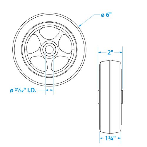 Seachoice Replacement Wheel For Fold Up Boat Trailer Jack, 6 In. #TOP6